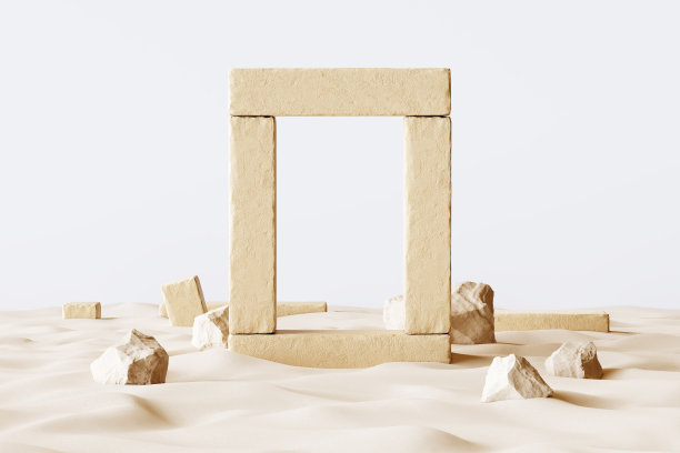 柱柱砂岩考古遗址框架粗糙的纹理产品展示站碎片波炎热的沙漠主题石头岩石。以时尚化妆品或护肤品为平台。图片下载