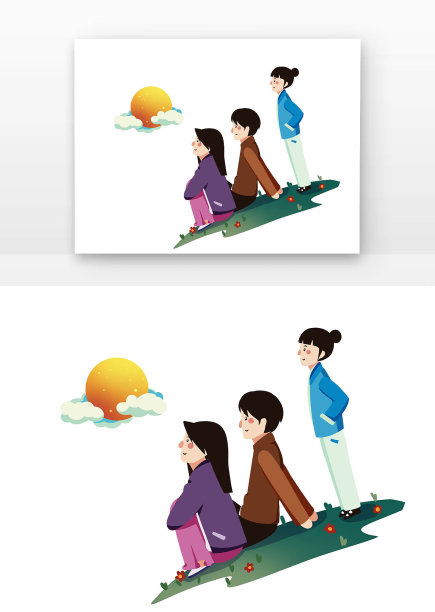 中秋节卡通赏月图片下载