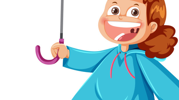 快乐的女孩穿着雨衣撑着伞图片下载