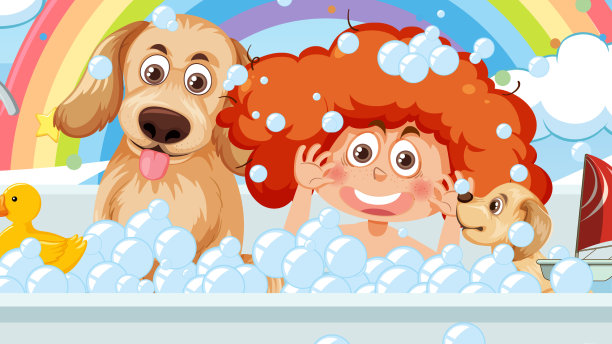 孩子们在浴缸里玩泡泡图片下载