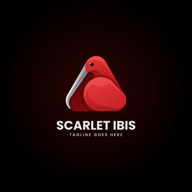 标志猩红色朱鹮渐变彩色风格图片下载