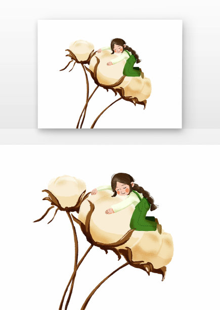手绘人物寒露与棉花图片下载