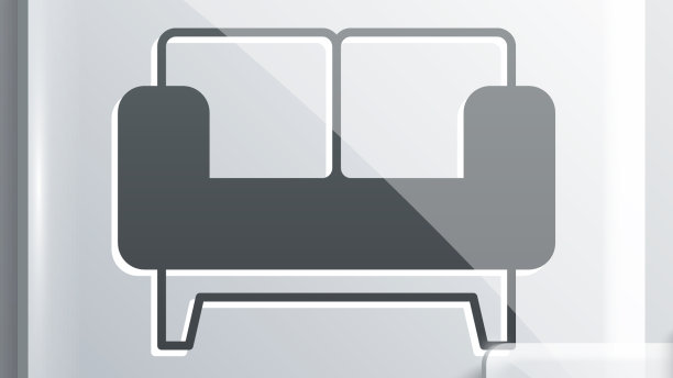 灰色沙发图标孤立在灰色背景广场图片下载