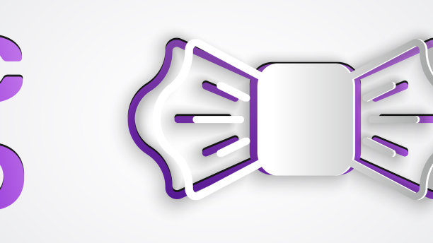 剪纸领结图标孤立的灰色背景图片下载