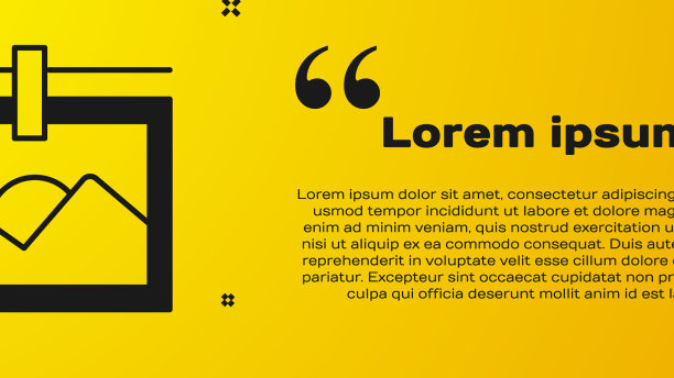 黑色相框图标孤立在黄色上图片下载