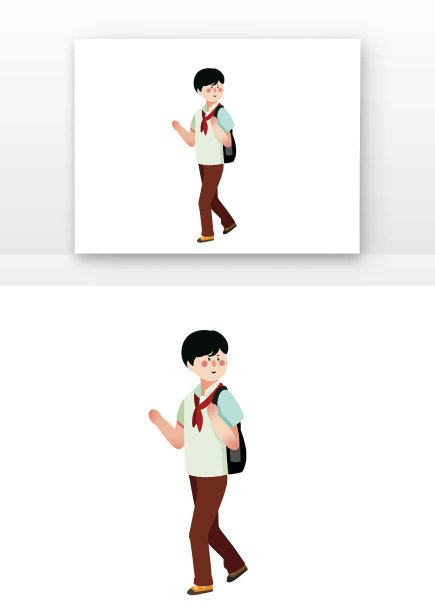 手绘扁平卡通人物上学图片下载