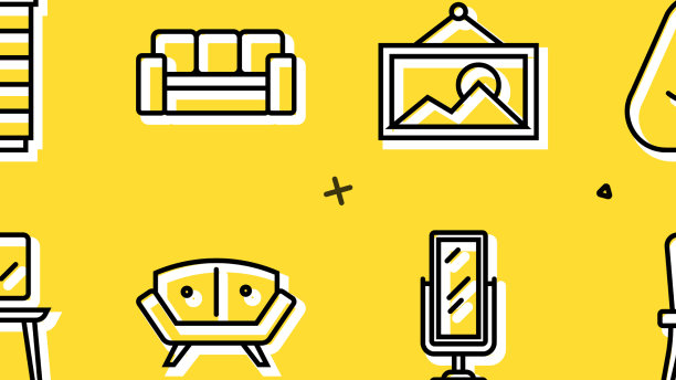 设线大床、椅、绒镜沙发图片下载