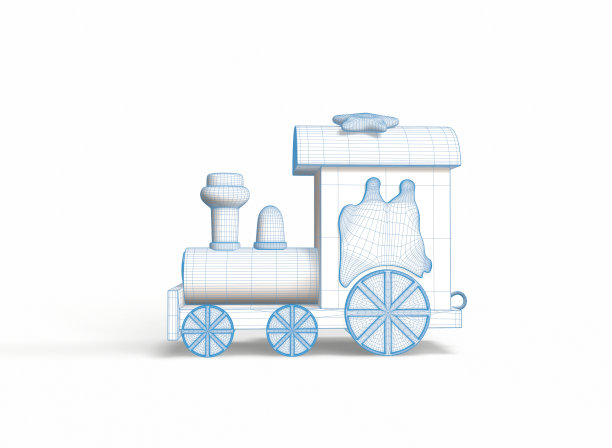 圣诞火车线框设施上的白色背景3d渲染图片下载