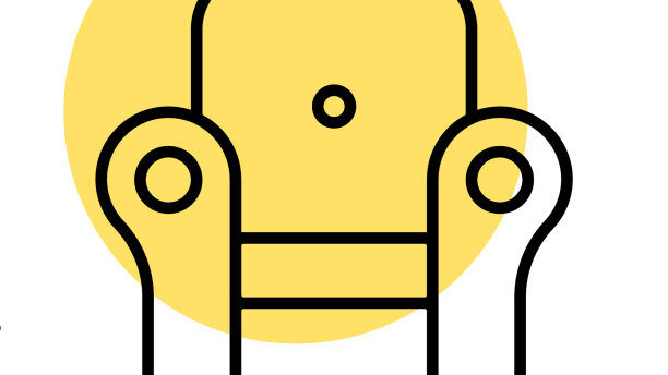 黑色线条扶手椅图标孤立在白色上图片下载