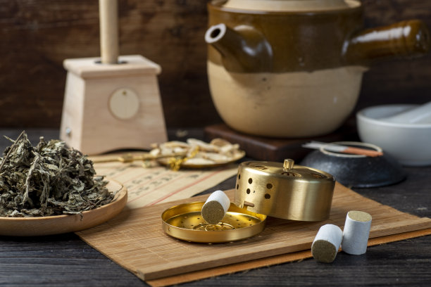 艾灸与中草药的背景图片下载