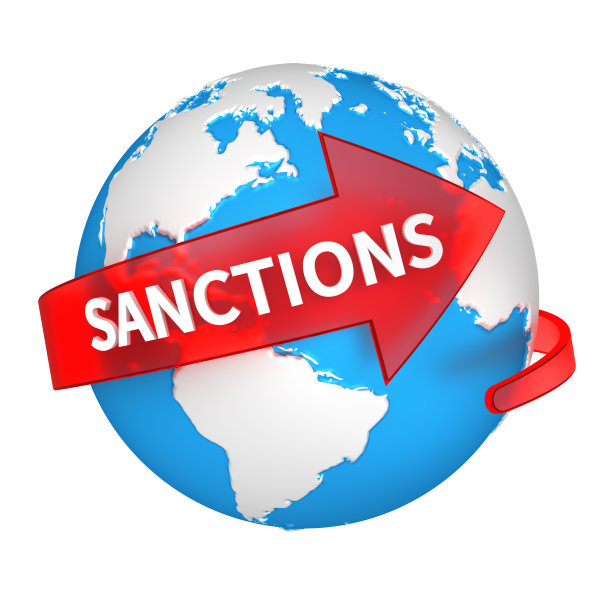 世界制裁的概念。地球与红色箭头和文本。3d渲染孤立在白色背景。图片下载