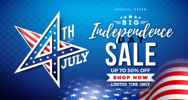 7月4日独立日销售横幅设计图片下载