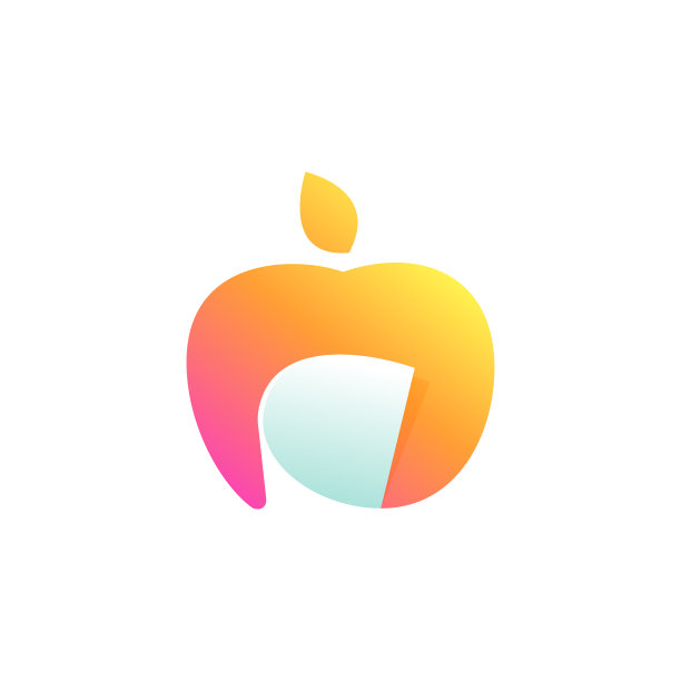 苹果图标与卷曲的角落负空间图片下载