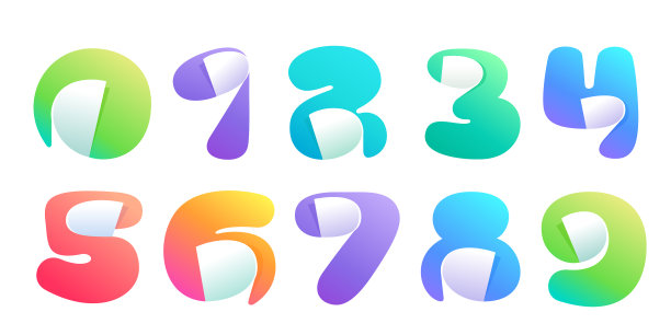 由字母和卷曲的角组成的数字图片下载