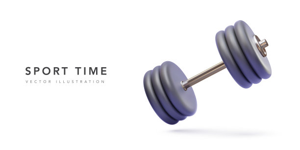 创意概念3d现实哑铃与黑色图片下载