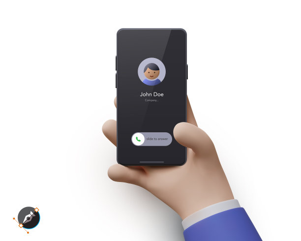 3d现实手机在手与阴影隔离图片下载