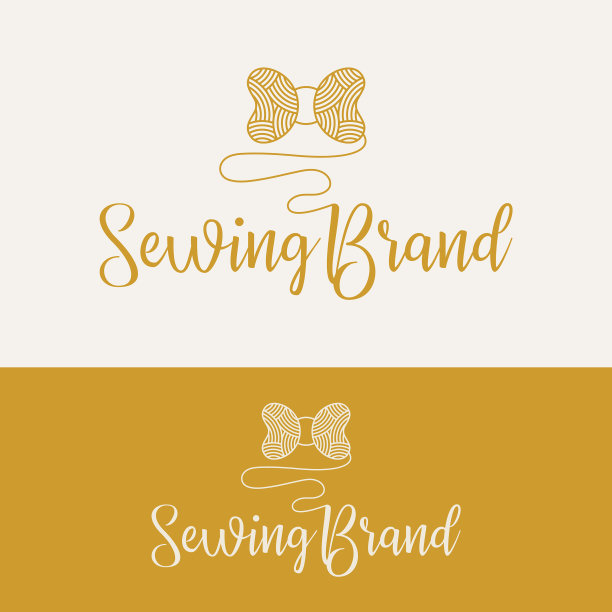 豪华金缝纫线标志设计模板图片下载