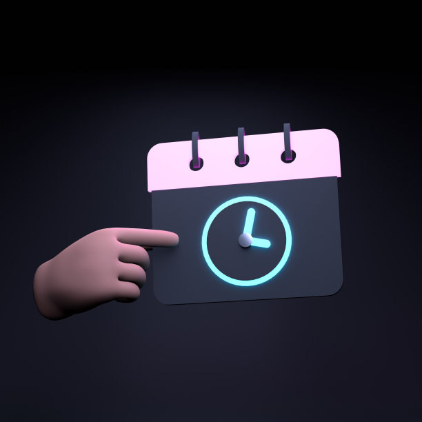 日历图标与时钟。3 d渲染插图。图片下载