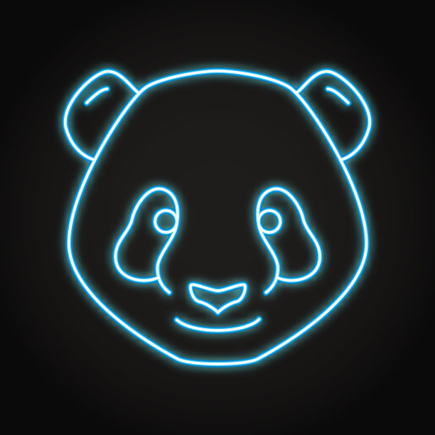 熊猫熊的霓虹灯图标线条风格图片下载