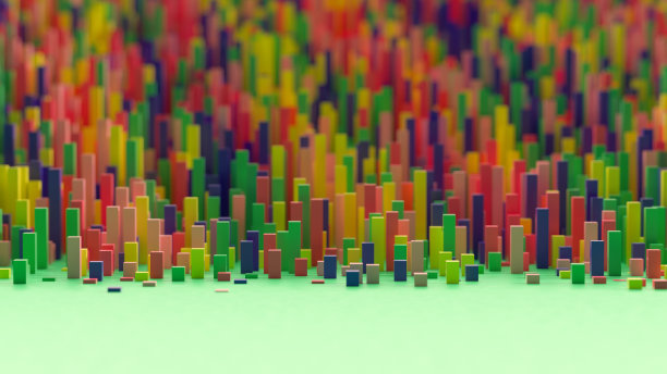 抽象的城市景观，条形图，立方体形状的背景图片下载