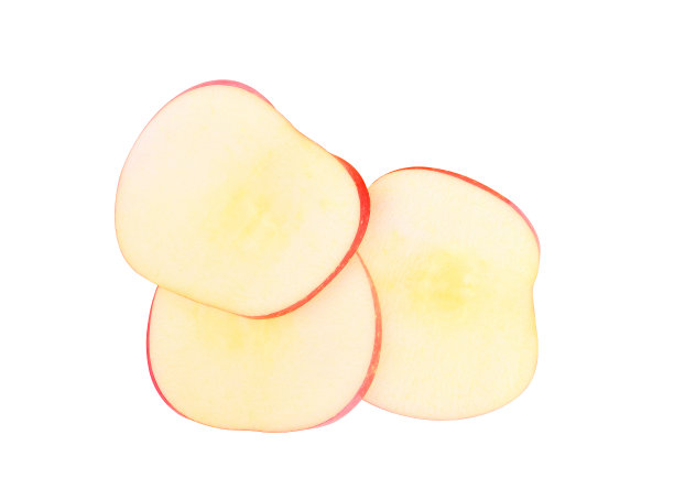 把新鲜的红苹果片单独放在白苹果上图片下载