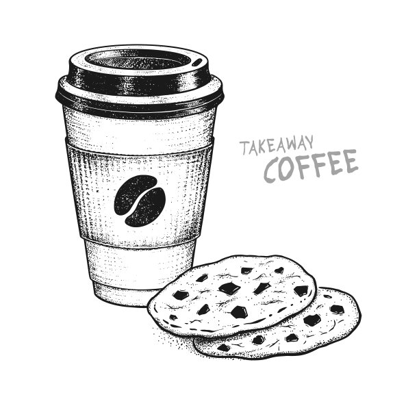 纸杯咖啡杯和巧克力饼干图片下载