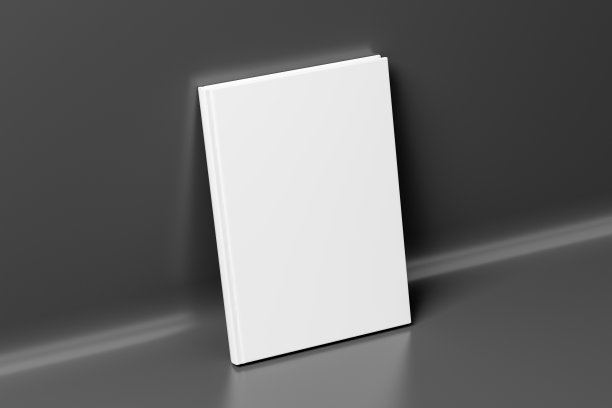 空白垂直精装书封面模型站在黑色背景图片下载