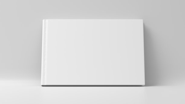 空白水平精装书封面模型站在白色背景图片下载