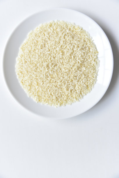 白米饭放在白盘上，白底。图片下载