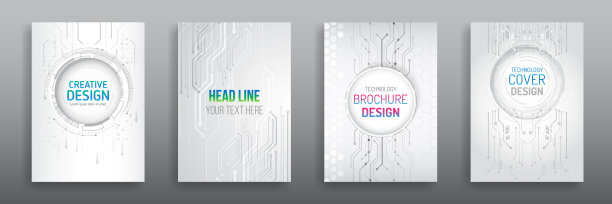 高科技小册子传单模板。技术背景设计、小册子、传单、年报布局。商业演示的科学封面设计。图片下载