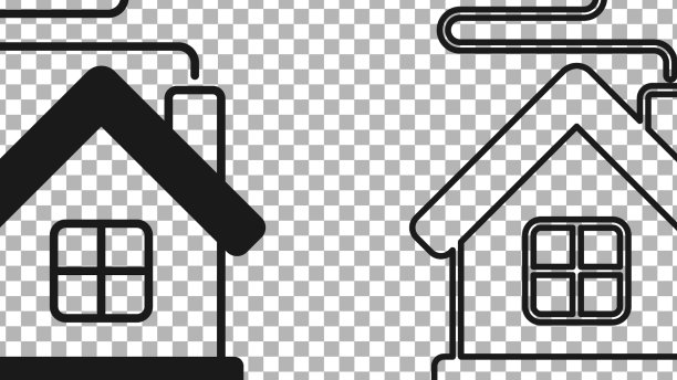 黑色圣诞快乐的房子图标孤立上图片下载