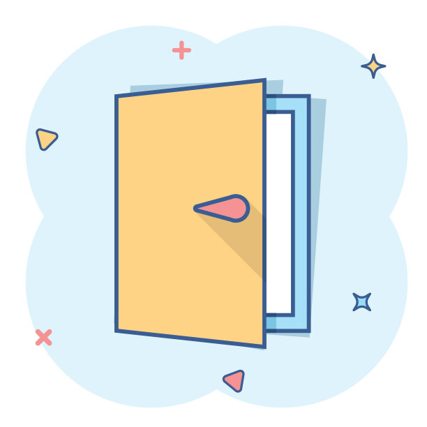 矢量卡通门图标在漫画风格。出口标志插图象形图。开门商务溅射效应概念。图片下载