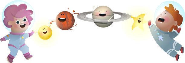 孩子们幻想着行星和星星图片下载