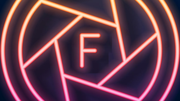 发光的霓虹灯线相机快门图标孤立上图片下载