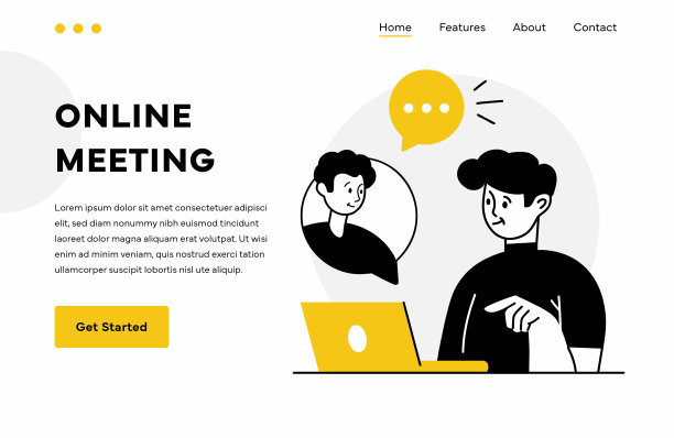 在线会议相关矢量插图。现代和简单的网页横幅和登陆页面的设计。图片下载