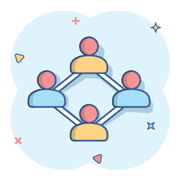矢量卡通社交网络图标在漫画风格。人的连接标志插图象形。网络商务溅射效应概念。图片下载