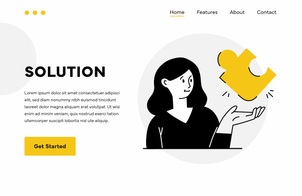 解决相关矢量插图。现代和简单的网页横幅和登陆页面的设计。图片下载