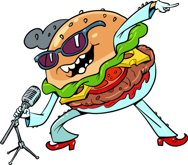 快餐汉堡歌手在舞台上唱歌图片下载