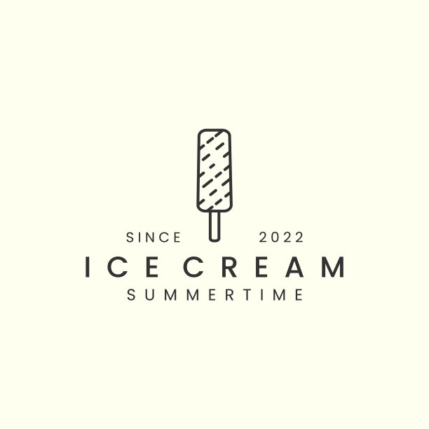 冰淇淋线条艺术风格的标志图标模板图片下载
