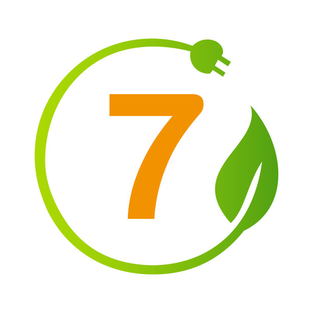 信7绿色能源电器插头标志模板。电子插头标志概念与生态绿叶矢量标志图片下载