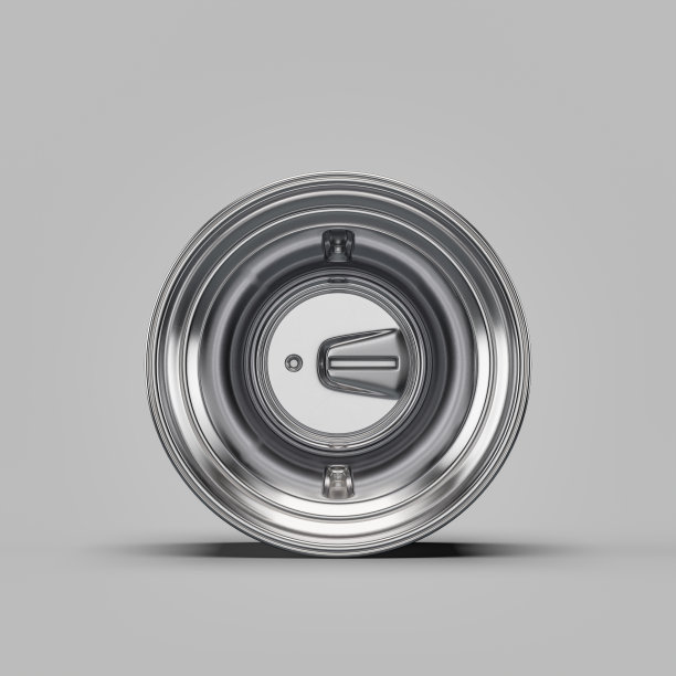 闪亮的银色金属合金铝汽车边缘孤立在白色背景前视图，3d渲染图片下载
