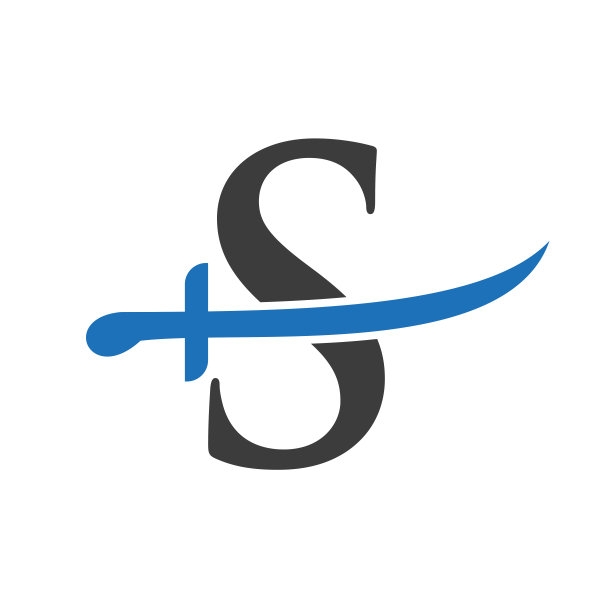 字母S剑标志向量模板。剑图标的保护和隐私符号图片下载
