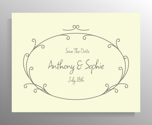 复古的婚礼邀请函设计。图片下载