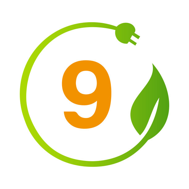 信9绿色能源电器插头标志模板。电子插头标志概念与生态绿叶矢量标志图片下载