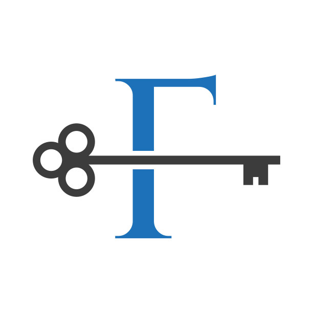 字母F房地产标志概念与Home Lock键向量模板。豪华家居标志关键标志图片下载