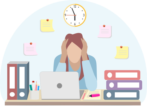 由于大量的工作和待完成的任务而承受压力或精疲力竭的职业女性图片下载