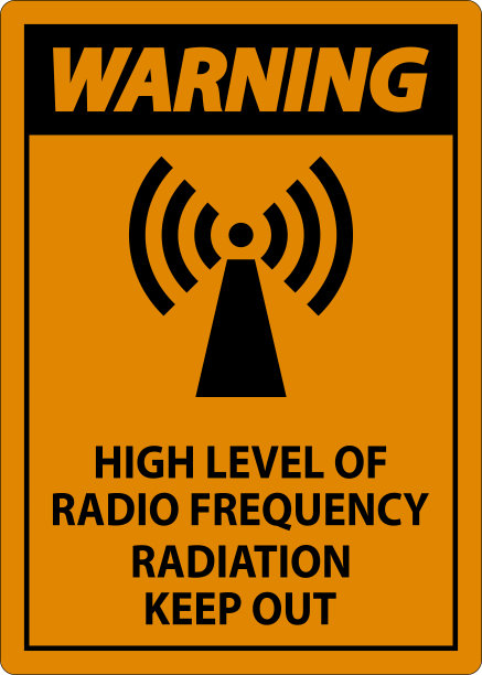 白色背景上的高强度射频辐射警告标志图片下载