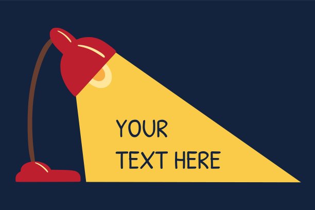 灯亮在桌上。来自办公室灯泡的夜间聚光灯。电气照明工作。剪影写字台灯笼梁与复印空间。发光的光线和文字的地方。矢量平面设计图片下载