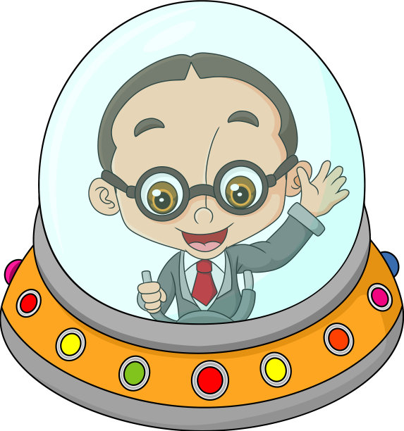 快乐的人驾驶着小UFO图片下载