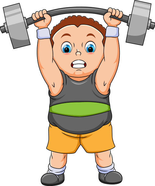 大男孩正在举重，一脸严肃图片下载